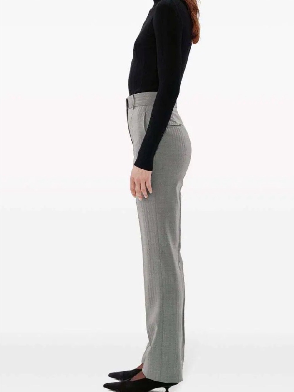 NWT Another Tomorrow straight leg pants Trouser gray size 40 (US 4) high waisted - Picture 6 of 6